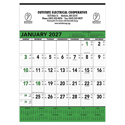 Green and Black Memo Calendar
