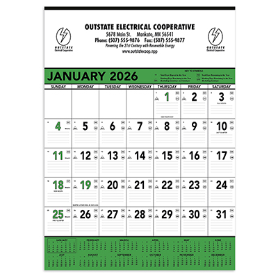 Green and Black Memo Calendar